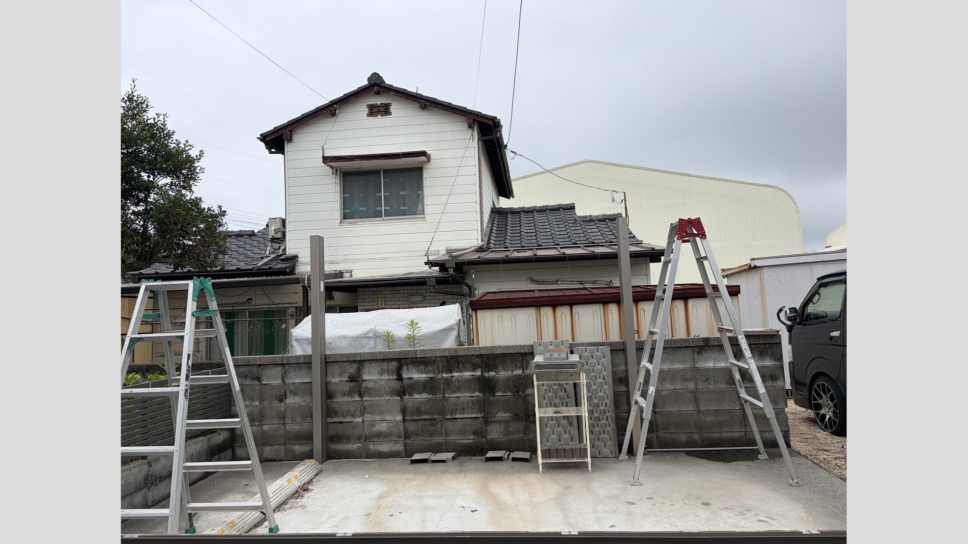 カーポート屋根の全面張り替え+高さ変更工事