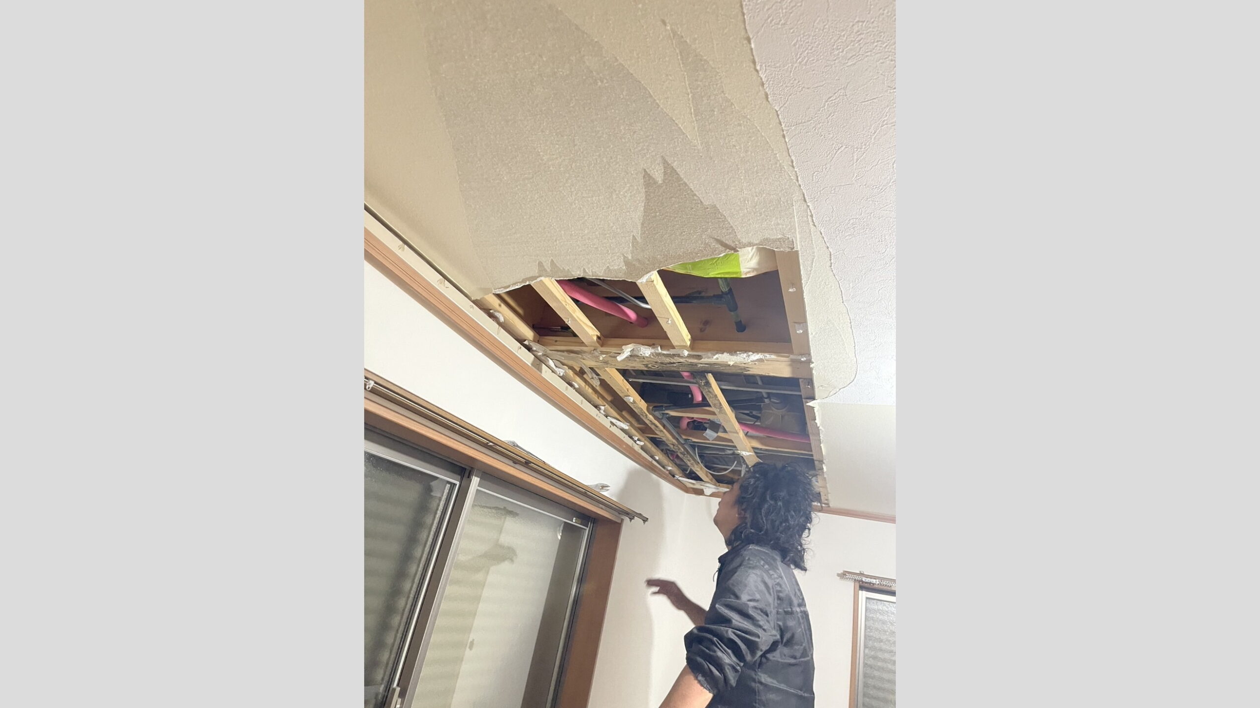 2階配管からの漏水修理工事